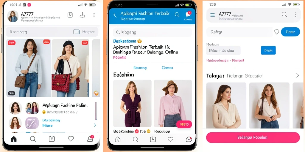 Antarmuka A7777 yang menarik dan fungsional untuk belanja Fashion.