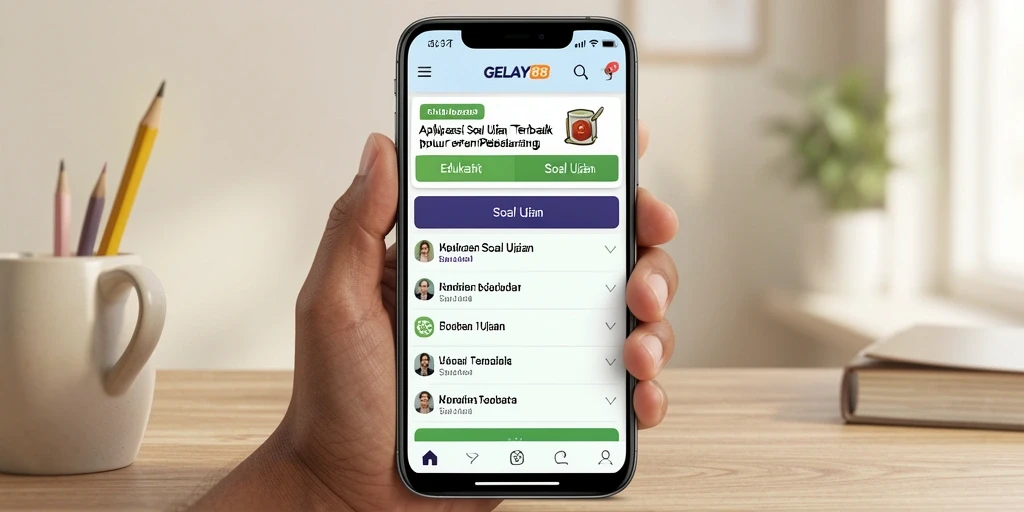 Antarmuka modern aplikasi Soal Ujian GELAY88.