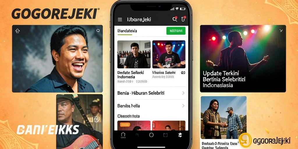 Tampilan antarmuka GOGOREJEKI dengan berita selebriti terbaru.