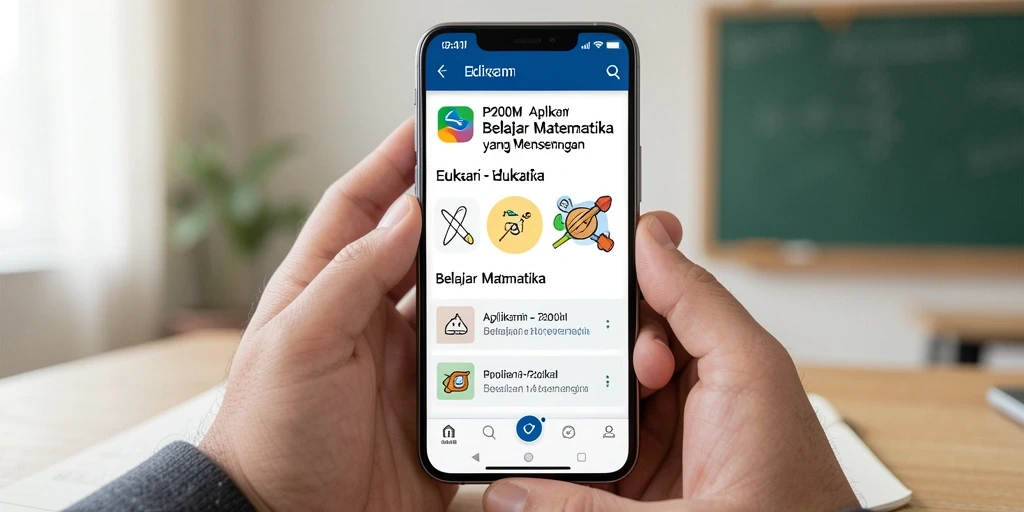 Tampilan antarmuka P200M yang interaktif untuk belajar matematika.
