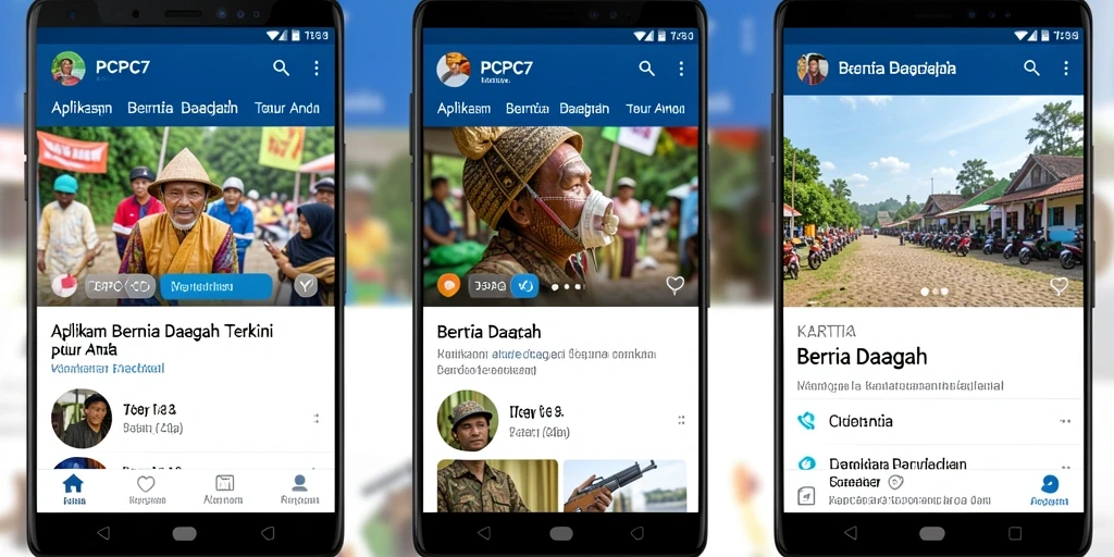 Antarmuka aplikasii PCPC7 menunjukkan tampilan berita daerah yang informatif.