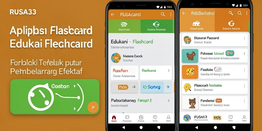 Antarmuka RUSA33 yang intuitif untuk pemelajaran Flashcard.