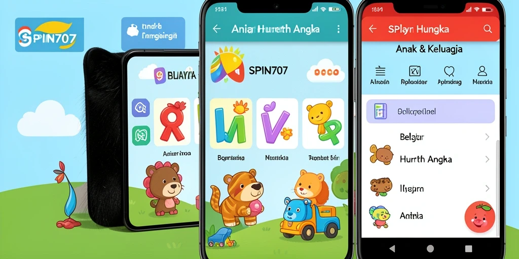 Tampilan antarmuka SPIN707 yang ceria dan edukatif untuk anak-anak.